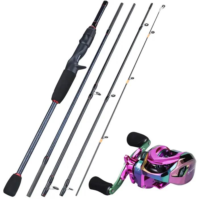 Sougayilang cannes à pêche et moulinets 5 sections canne en carbone Baitcasting moulinet voyage