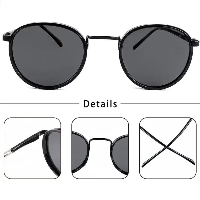 HBK Lunettes de soleil polarisées pour hommes, style punk, rondes, à la mode, unisexes, UV400, pour