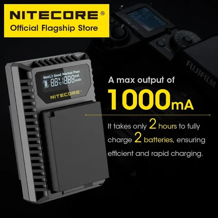 NITECORE FX1 Caméra Chargeur Touristes Fente USB LCD Intelligent Chargeur Sortie 1000mAh Pour Fujifi