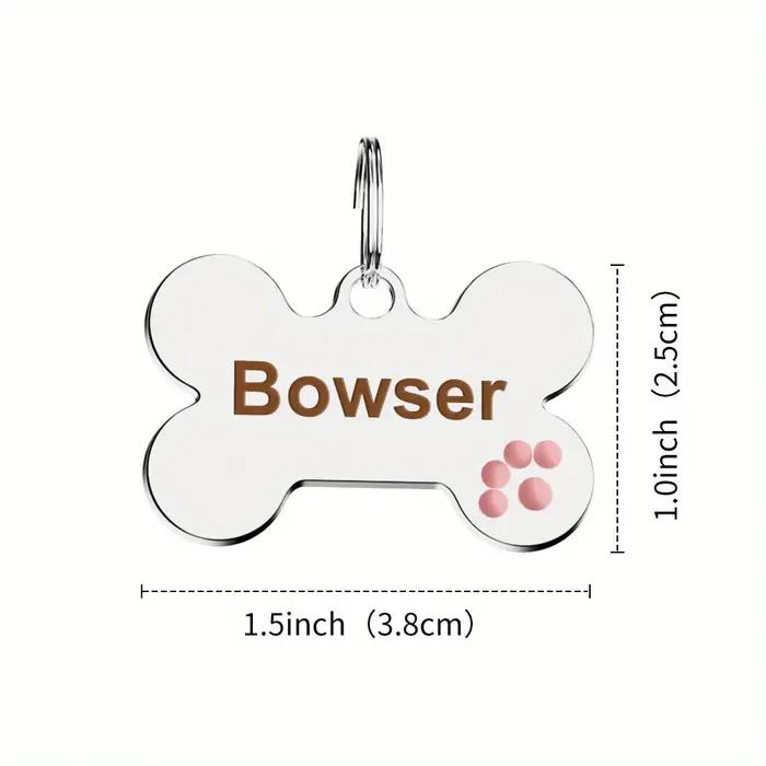 Plaque d'identification pour chien en forme d'os gravée sur mesure