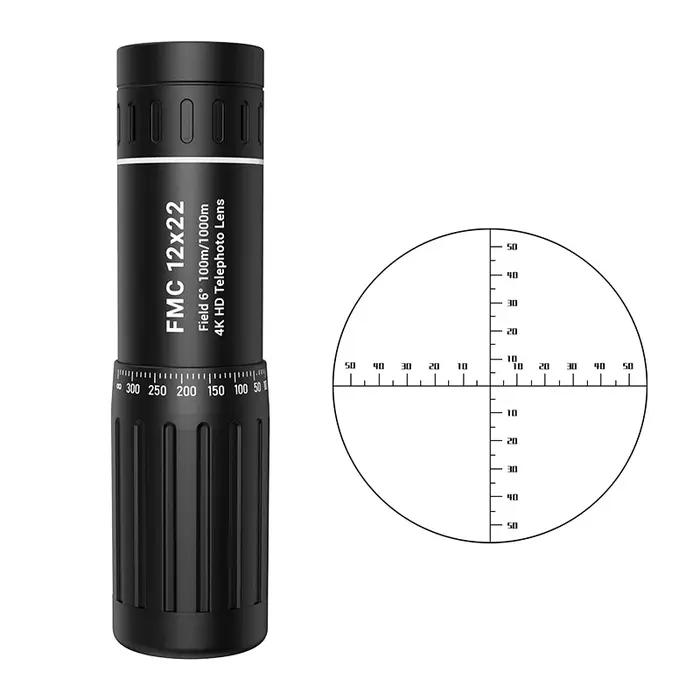 Télescope monocular mini portable 12x22 HD avec support téléphone - observation mobile chasse birdwatching
