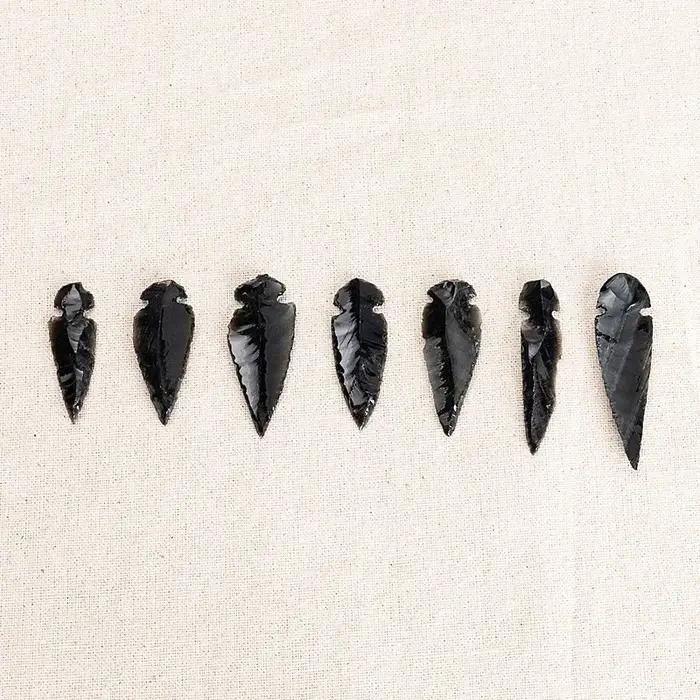 Quartz obsidienne en forme de flèche naturelle, 3 pièces, cristal d'esprit maléfique, décoration de