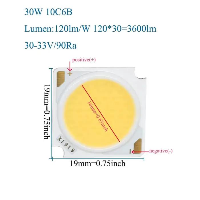 Diode électroluminescente LED COB 1919, 10W 20W 30W 40W 50W, puce Bridgelux, Ra90, ampoule LED sur r