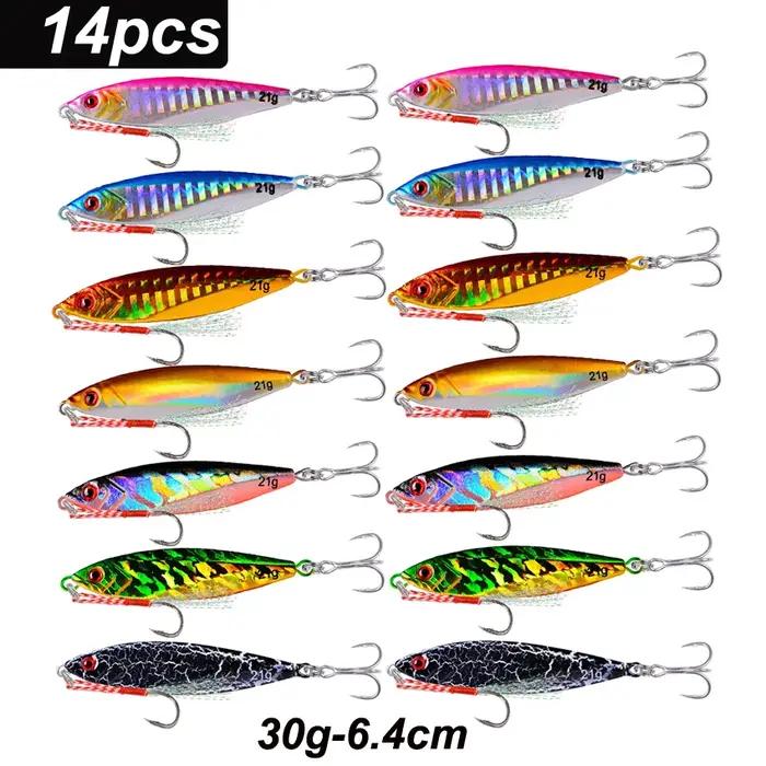 14 pièces gabarit en métal VIB leurre de pêche 14G 21G 30G leurres coulants gabarits de mer cuillère