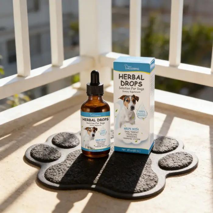 Yegbong Gouttes à base de plantes pour la toux des animaux, apaisant pour les maux de gorge, formule douce, sans danger pour les chiens et les chats, complément de soin santé, 60 ml