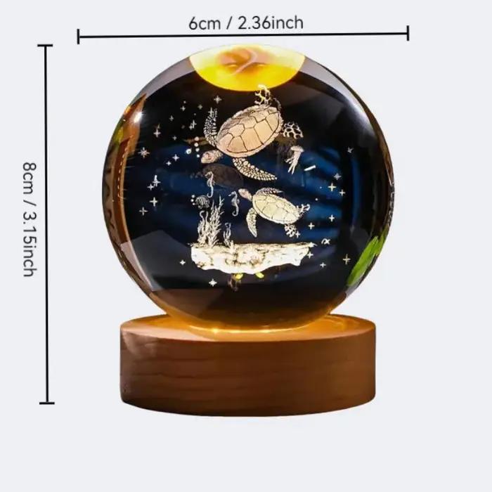 1 pièce cadeau boule de cristal tortue 3D, veilleuse de style statue animale, cadeau d'anniversaire,