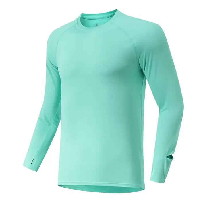 T-Shirt de course à manches longues pour hommes, haut d'entraînement Anti-UV, chemise d'entraînement