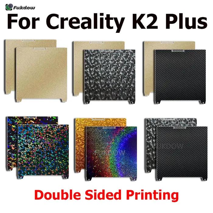 Plaque de construction K2 Plus 370x370 améliorée, feuille PEI plus épaisse, texture lisse, lit à ressort Flexible en acier K2P, plate-forme chauffante pour K2 Plus