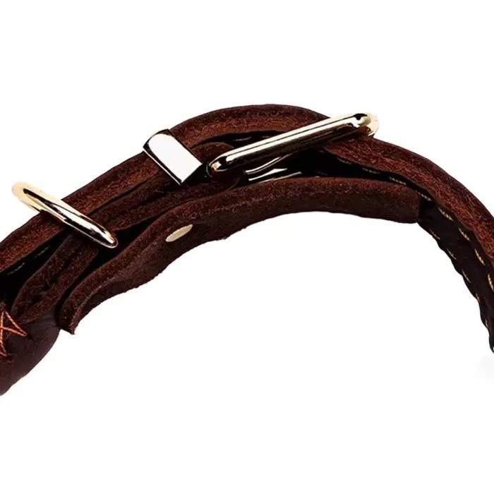 Collier pour chien en cuir tressé à huit brins