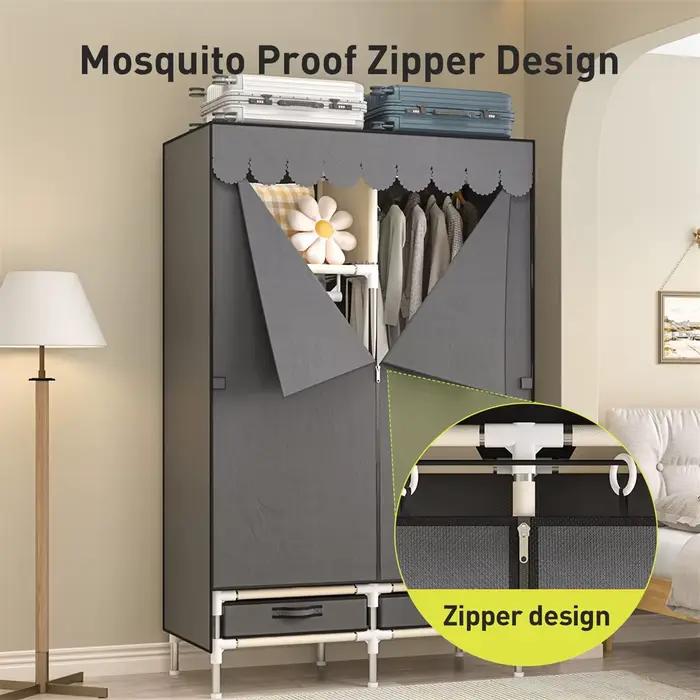 Armoire moderne grise grande taille pour chambre à coucher rangement vêtements design minimaliste chambre adolescente adulte dressing organisation