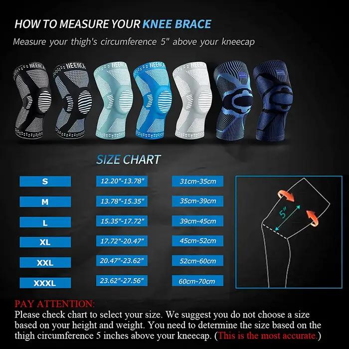 NEENCA Genouillère de soutien avec stabilisateurs latéraux, manchon de compression du genou en gel r
