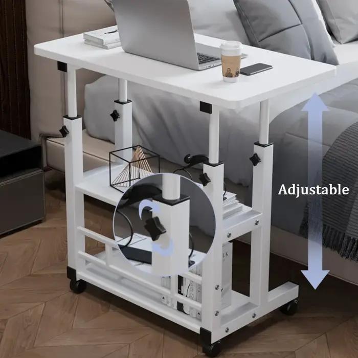Bureau d'ordinateur Portable réglable Simple avec roulettes, Table de chevet mobile, ascenseur, bure