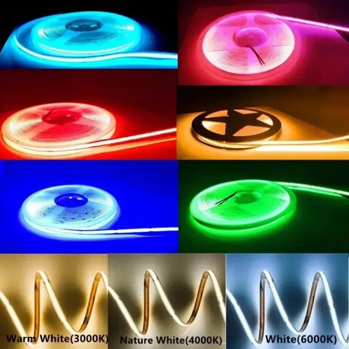 8mm Ultra mince DC 12 V/24 V coloré COB LED bande lumières pour la décoration intérieure voiture bri