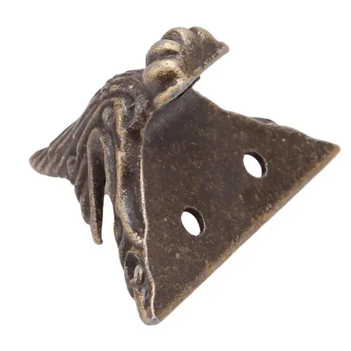 Coffre à bijoux en laiton antique, boîte en bois, pieds décoratifs, jambe, protecteur d'angle, décor
