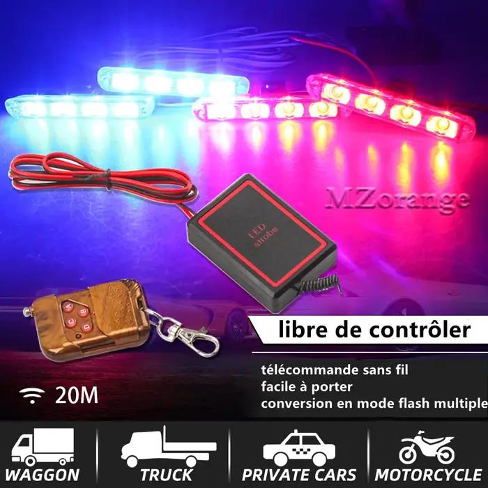 4*3 Led lumières de Police pour voiture FSO lumière stroboscopique sans fil à distance Ambulance 12V avertissement Flash