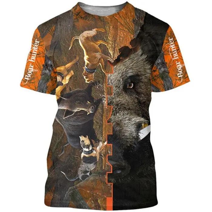 Camo chasse animaux sanglier hommes T-Shirt impression 3D Sport à manches courtes T-Shirt décontract