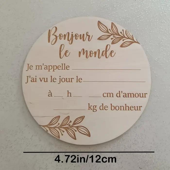 1 pièce bébé nouveau-né panneau de bienvenue en bois sculpté design "Hello World" baby shower bois n