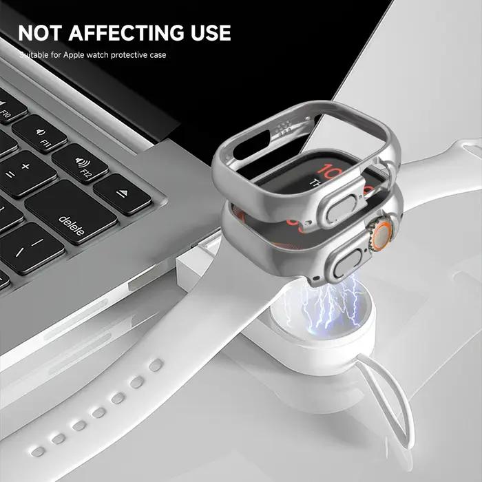 Cadre squelette Apple Watch 38-49mm plaqué avec coque PC dur - Protection avant arrière pour iWatch SE Ultra