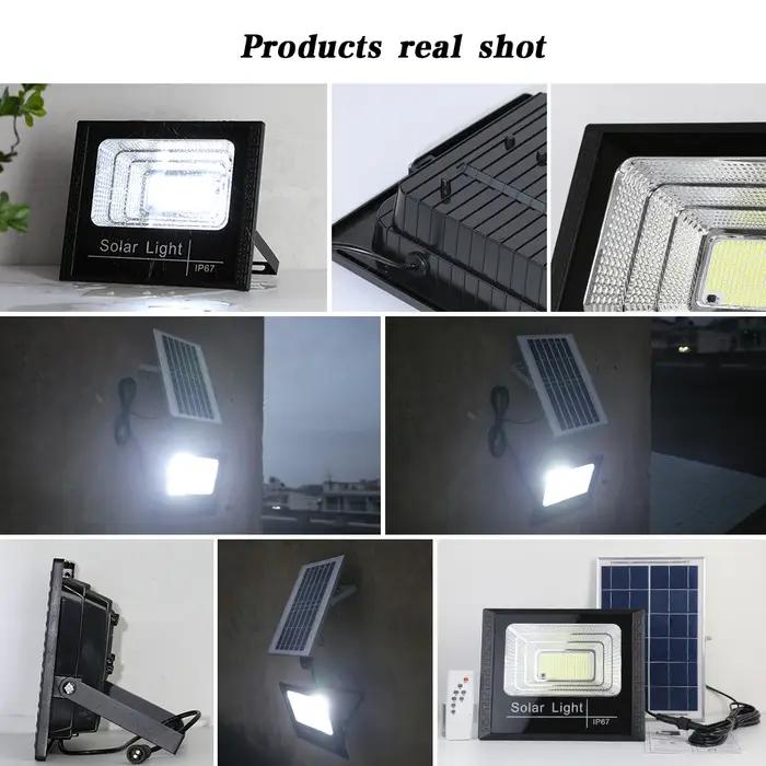 Lampe solaire de rue à haute luminosité 50W, projecteur extérieur avec télécommande et réflecteur, p