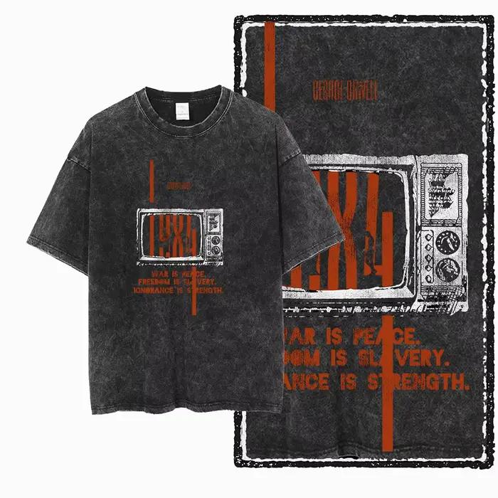 G02 exclusif 100% coton grande taille 1984 graphique hommes T-shirt | T-shirt col rond pour hommes