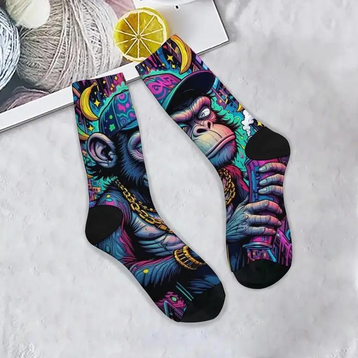 Chaussettes fun singe hip hop pour chasseurs - Style Harajuku original cadeau fête confortable