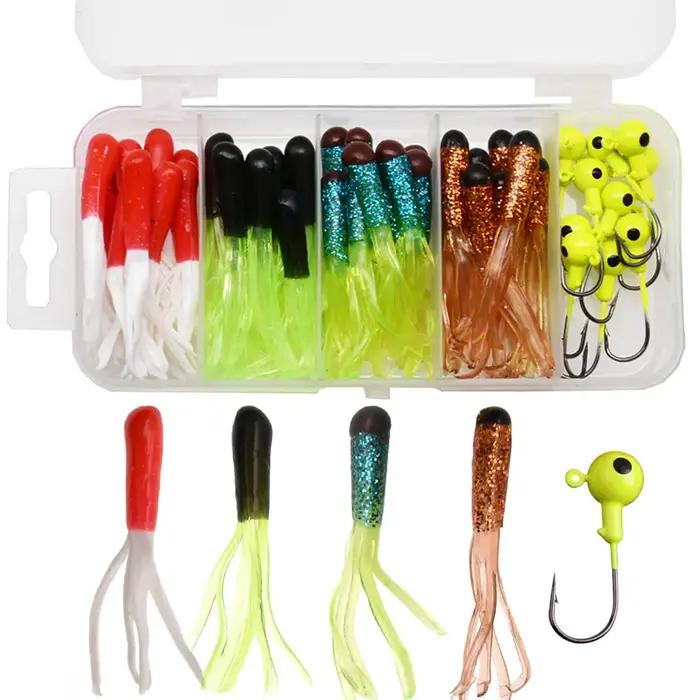 Ensemble de leurres de pêche avec tube souple et hameçon à tête de gabarit