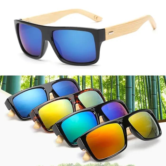 Lunettes de chasse en bambou rétro - Design mixte homme/femme - Verres miroir protection UV400 chasse