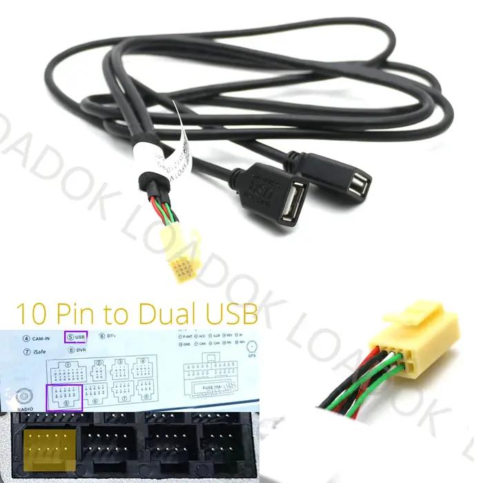 6 8 10 Pin Voiture Android Radio USB Connecteur touristes USB Câble Adaptateur pour D-NOBLE