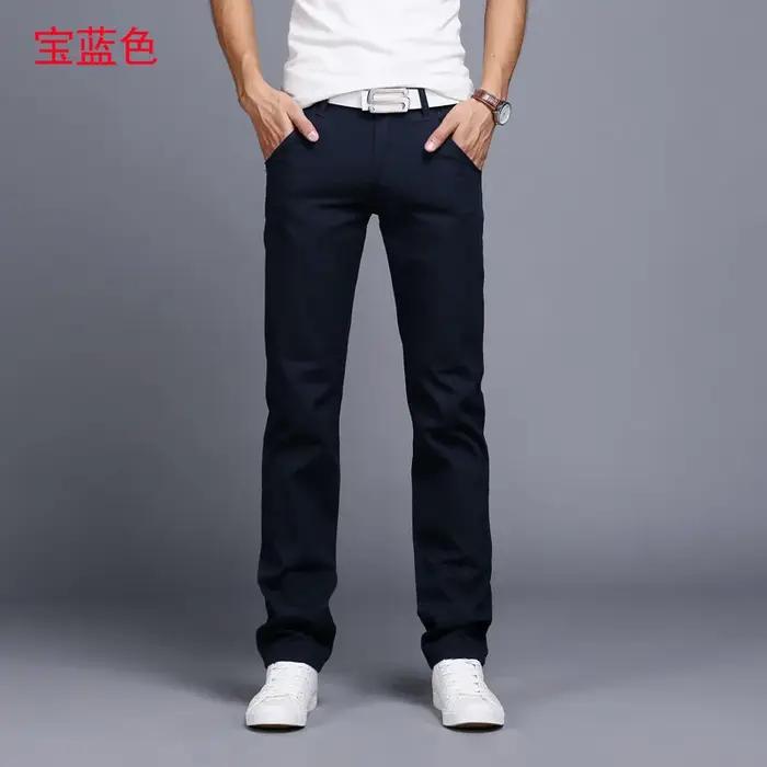 Pantalons décontractés hommes coton coupe ajustée pour hommes en coton et élasthanne avec fermeture à bouton et zip pour tous les styles et saisons