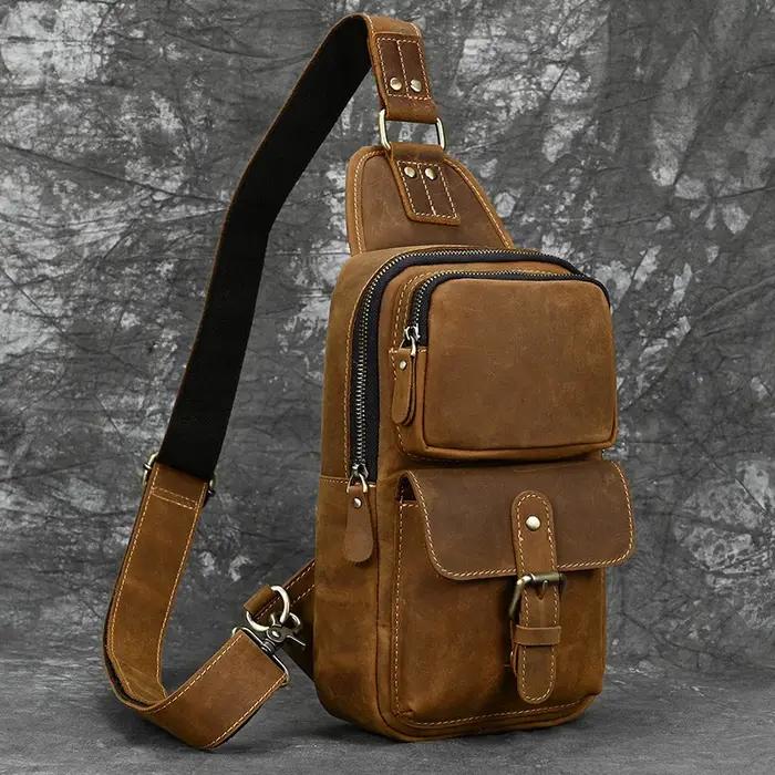 Sacs de poitrine en cuir Luufan pour hommes