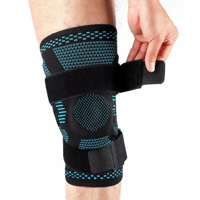 Manchon de compression de soutien de genouillère avec stabilisateurs latéraux, gel de rotule, récupé