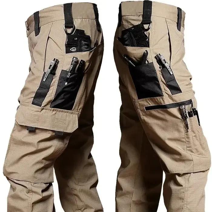 Pantalon cargo chasse homme imperméable multi-poches travail extérieur randonnée automne printemps tactique