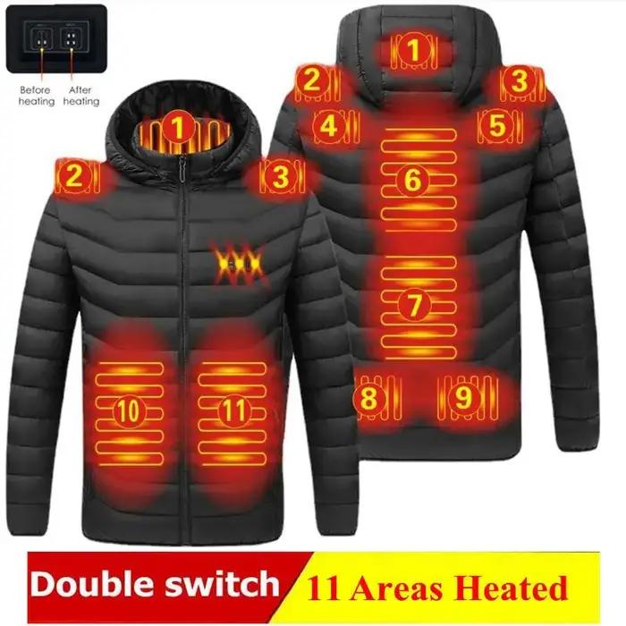 Hommes hiver chaud USB vestes chauffantes Thermostat intelligent couleur Pure à capuche vêtements chauffants imperméable