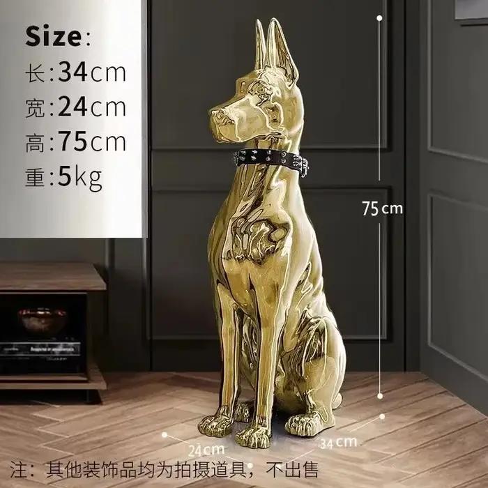 Décoration de sol moderne, chien électroplaqué pour villa, salon, porche, côté canapé, ornements de