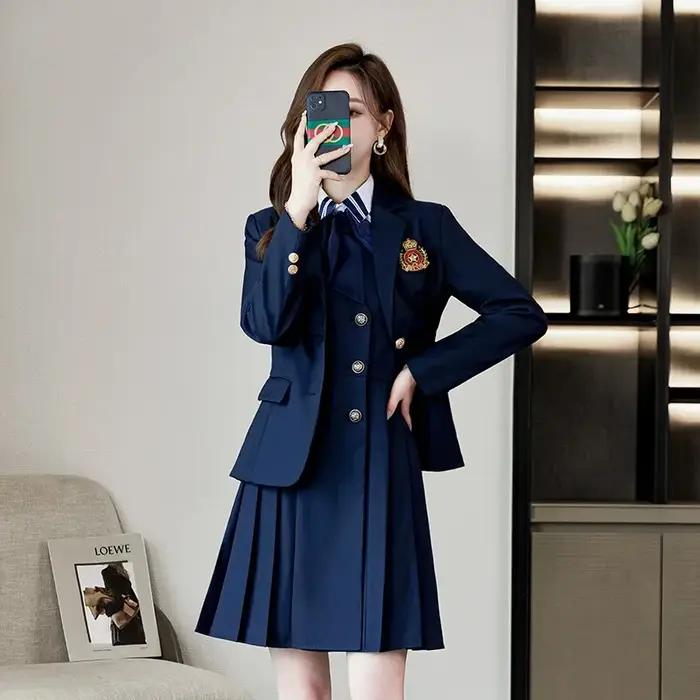 Robe gilet preppy professionnelle avec manches longues pour femmes automne hiver uniforme JK enseignement maternelle