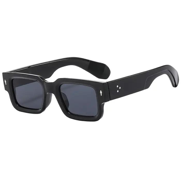 Lunettes de randonnée carrées rivetées anti-lumière homme - Style punk rétro rectangle UV400 qualité