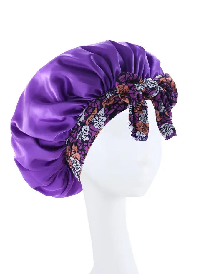 Chapeau en soie élégant avec nœud pour cheveux longs et bouclés - confort et style toute l'année ```