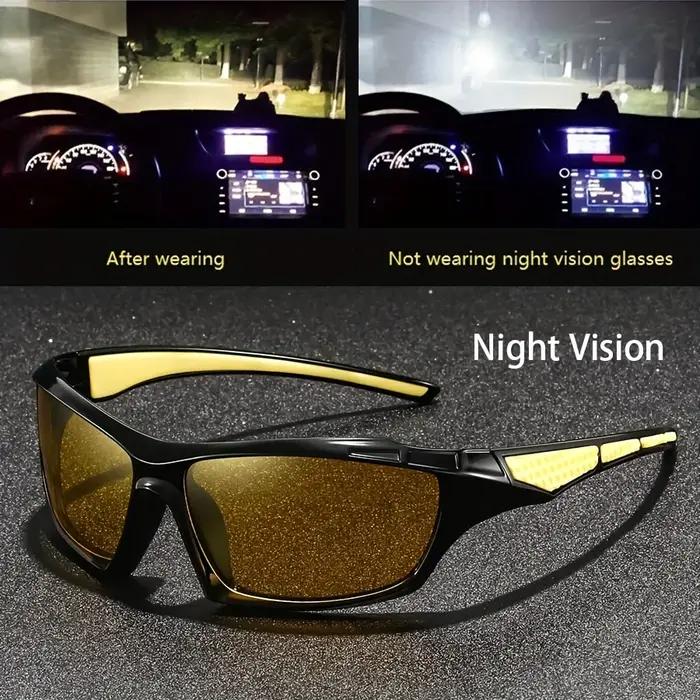 Lunettes Anti-éblouissement carrées jaunes pour Vision nocturne