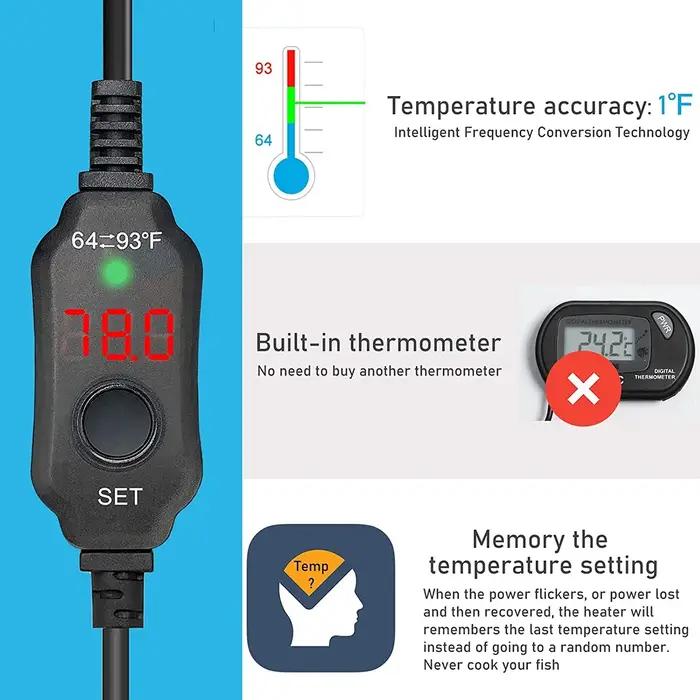 Tige chauffante réglable pour aquarium 10 W 18-34 ° C Mini radiateur thermostat submersible USB avec
