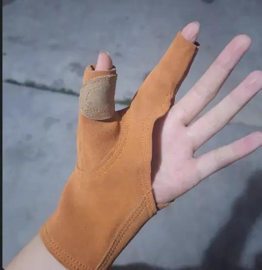 Gants archerie cuir vache traditionnel pouce épais tireur corde arc chasse vitesse France
