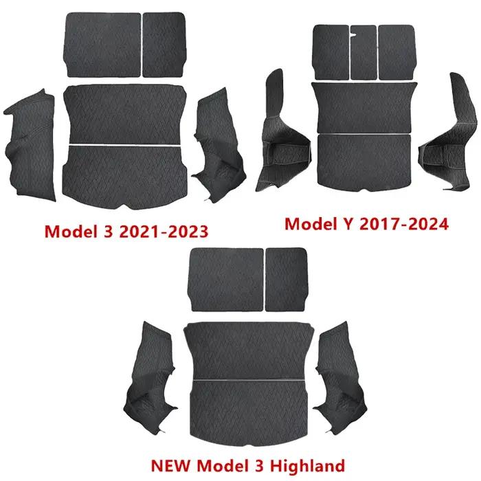 Tapis de coffre en cuir entièrement entouré, doublure de chargement étanche pour Tesla modèle Y 3 Hi