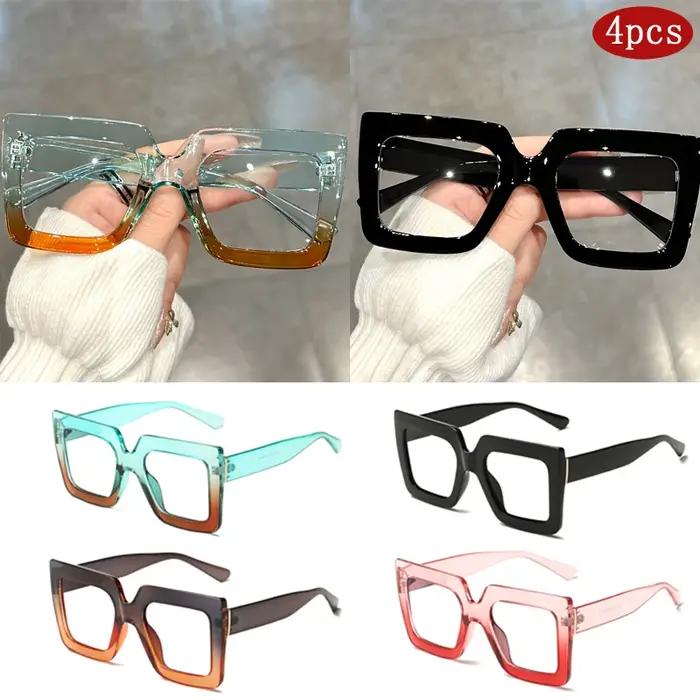 Lunettes de soleil fashion femmes carrées anti-lumière - Monture large colorée dégradée, protection UV complète