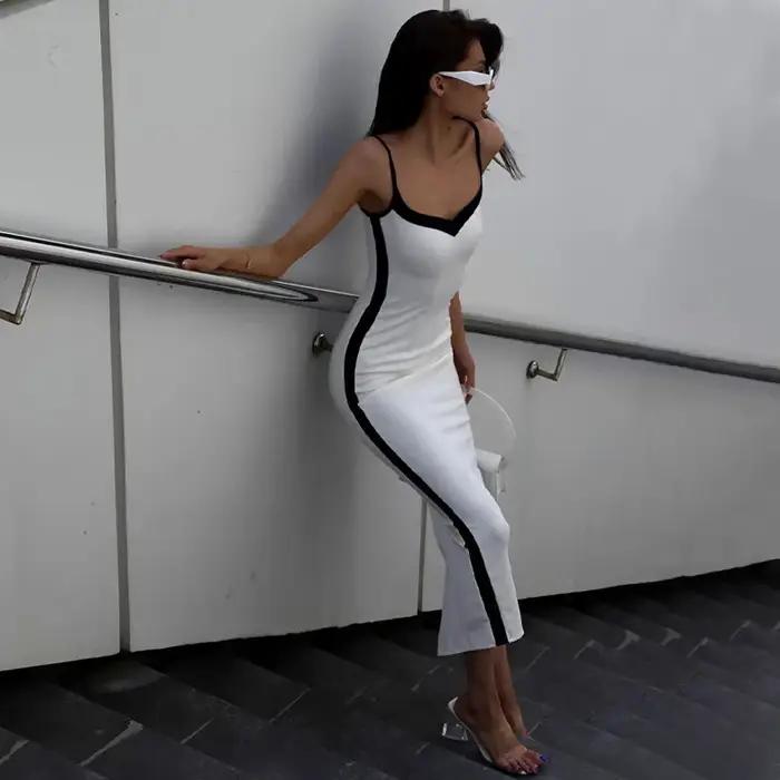 Robe crayon fendue au dos pour femmes, élégante, sexy, batterie con, slim, noire, épissure, abonnés
