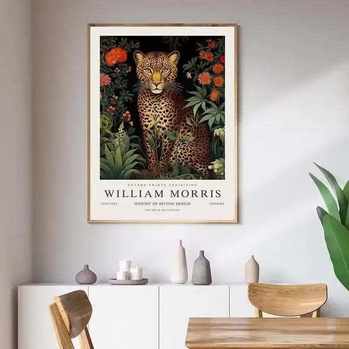 Affiche d'exposition de musée d'animaux de William Morris oiseau hibou fruits papillon fleur impression sur toile décoration murale sans cadre pour maison occasions spéciales