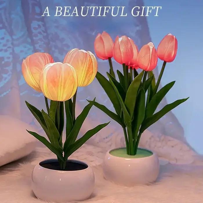 Veilleuse LED Tulipe, Bouquet Simulé, Meilleur Cadeau de ixdes Mères, Anniversaire, 1 Pièce