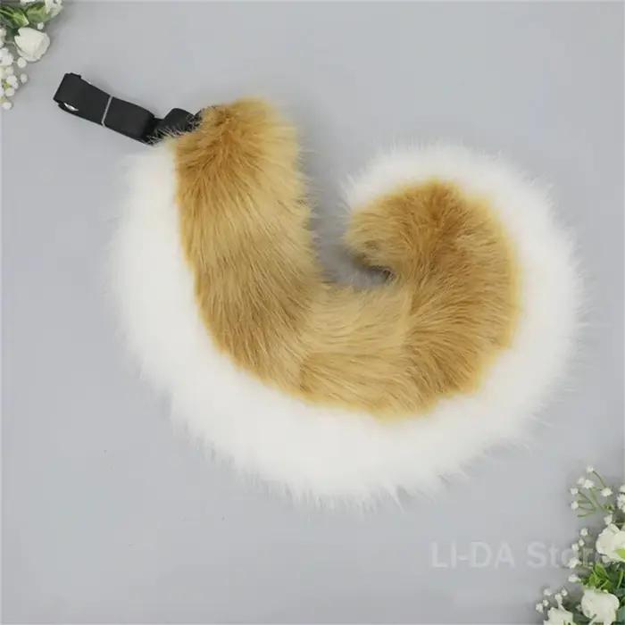 Queue de chien de berger 5 couleurs, Animal en fourrure mignon, queue de Shiba, ornement de taille, queue en peluche pour chiot, accessoires de Costume d'halloween Cosplay