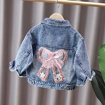 2 3 4 5 6 7 8 9 10 11 12 ans printemps filles veste en jean nouvelle mode mignon lapin dentelle arc conception vêtements