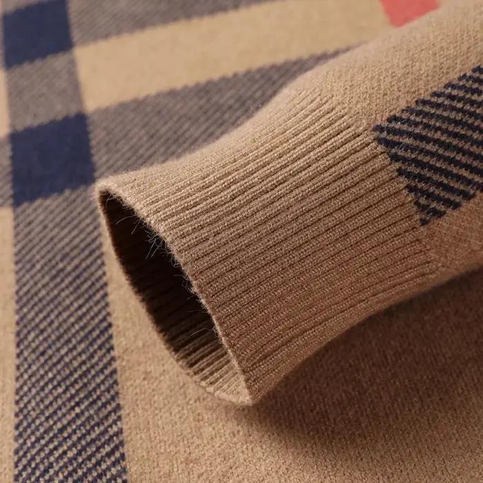 Pull de luxe haut de gamme pour hommes marque de styliste col rond rayé en laine mode européenne tri