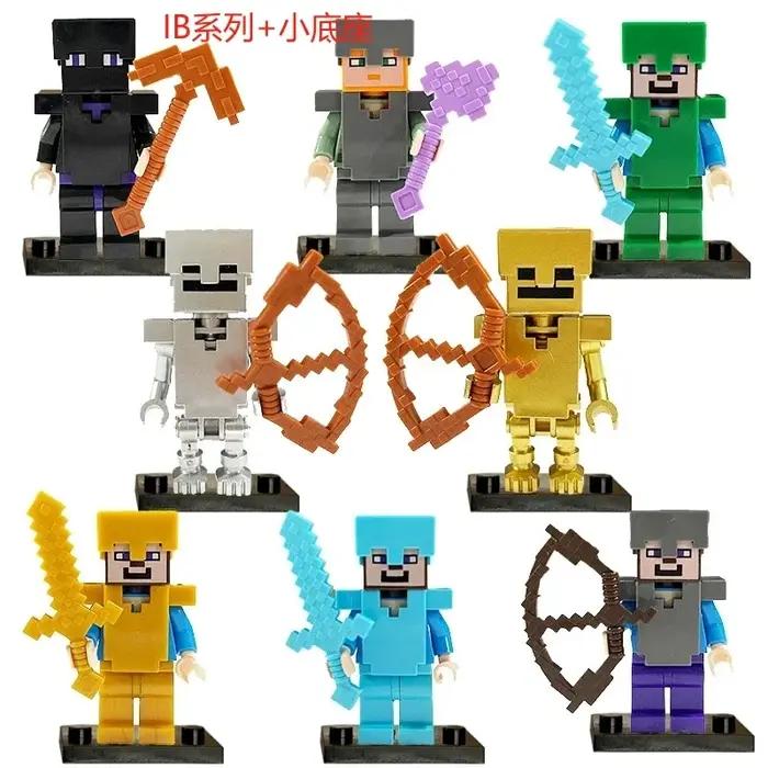 8 pièces/lot Minecrafte Creeper petits blocs de construction EnderDragon bricolage Steve Cube squelette cheval figurines
