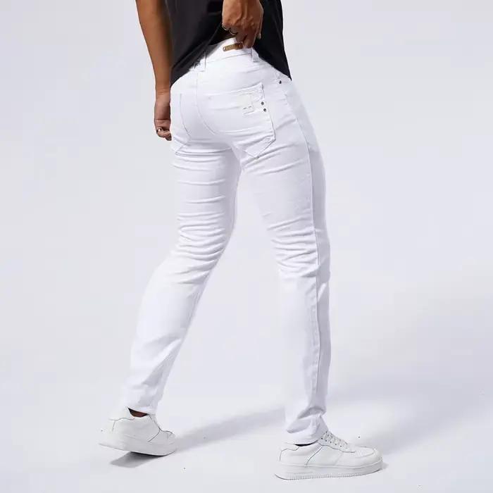 Jean blanc décontracté pour hommes, nouveau pantalon en Denim, confortable, extensible, coupe cintré